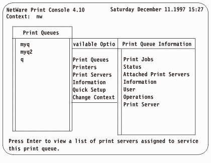 NetWare print console screen