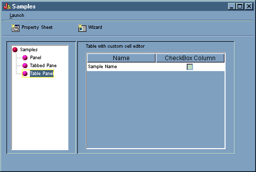 Selecting Table Panel in the left pane