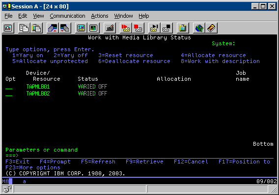 Both TAPMBL01 and TAPMLB02 are varied off