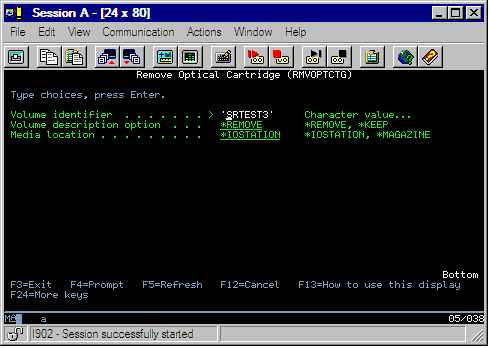 Remove Optical Cartridge (RMVOPTCTG)