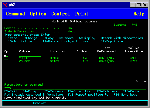 Work with Optical
Volumes