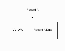 This diagram shows Record
A, which is comprised of a VV WW connected with a Record A data.