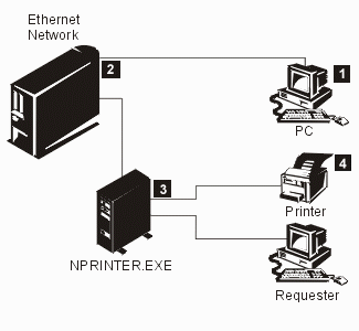 Graphic of iSeries-to-NetWare Printing Environment