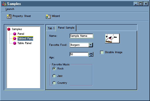 Selecting the Panel Sample tab in the right pane