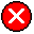 A red circle with white x