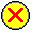 A yellow circle with red x