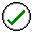 A white circle with green check mark