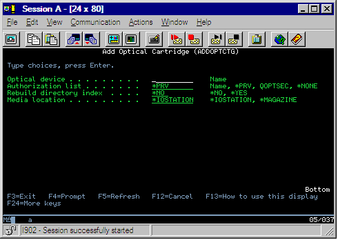 Add Optical Cartridge (ADDOPTCTG)