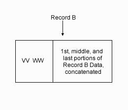 Record B in this diagram
is comprised of VV WW and the 1st, middle, and last portions of Record B data,
concatenated.