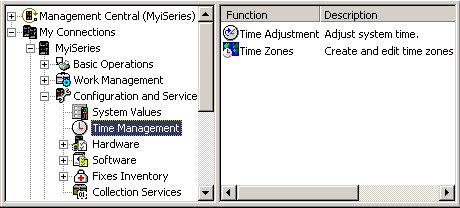 In iSeries Navigator, the time management component is located under Configuration and Service.