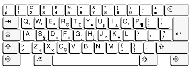 Hebrew, Latin IBM Enhanced Keyboard