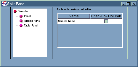 Example split pane