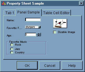 Property Sheet Sample dialog: Panel Sample tab