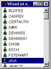 VUserList graphical user interface component