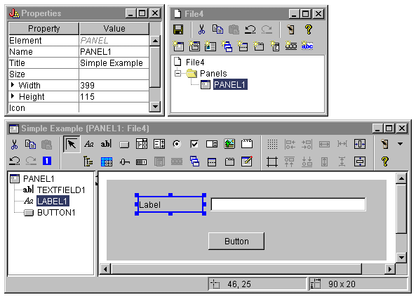 GUI Builder windows: Beginning to construct a panel