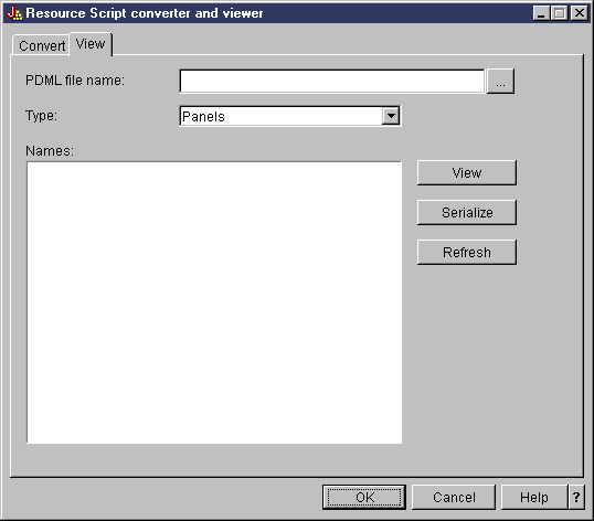 Resource Script Converter window: View pane