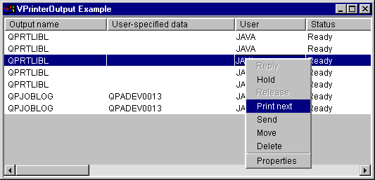 VPrinterOutput GUI component