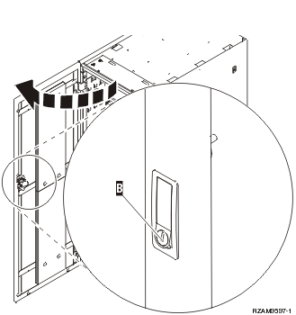 Press the latch to open the back door of the rack.