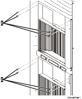 Remove screws for shipping brackets on front of the rack.