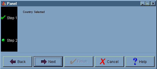 The second wizard dialog (after selecting Country)