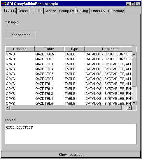 SQLQueryBuilderPane GUI component