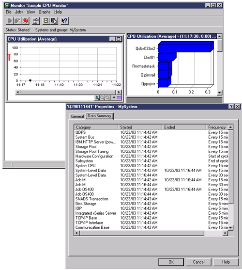 Collection Services and a system monitor are running and collecting data.