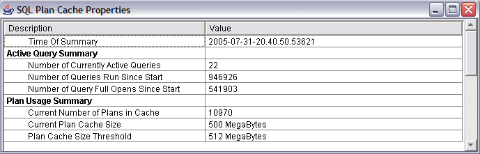 iSeries Navigator - SQL Plan Cache
Properties