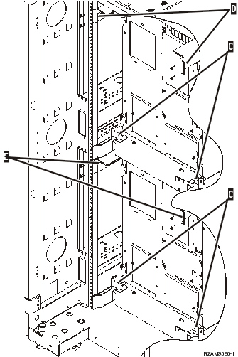 Remove the screws attaching the shipping brackets at the back of the rack and remove the shipping brackets.