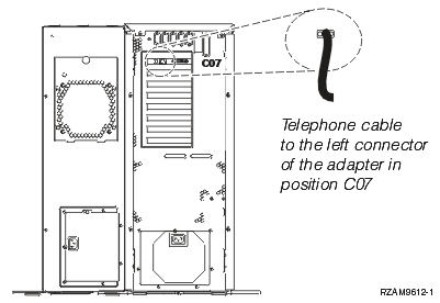 Telephone cable connected to the adapter on Server 270 base