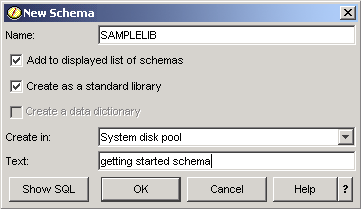 screen capture of New Schema window